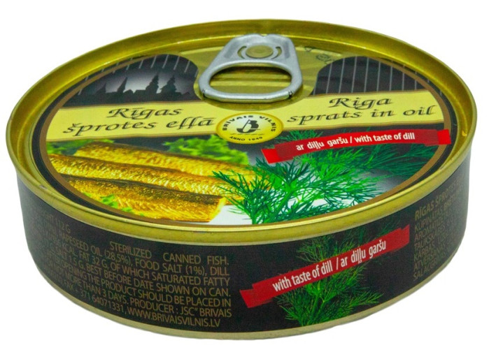 detail Uzené šproty s koprem 112g Riga