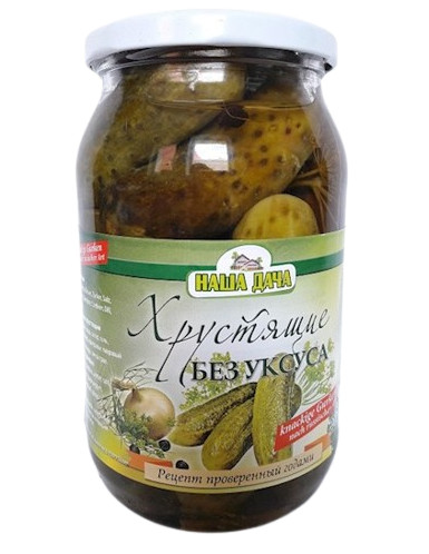 detail Chrumkavé uhorky bez octu 870 g Nasha Dacha (čistá hmotnosť: 420 g)