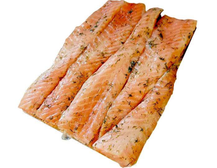 detail Marinované lososové brušné časti s koprem 500 g