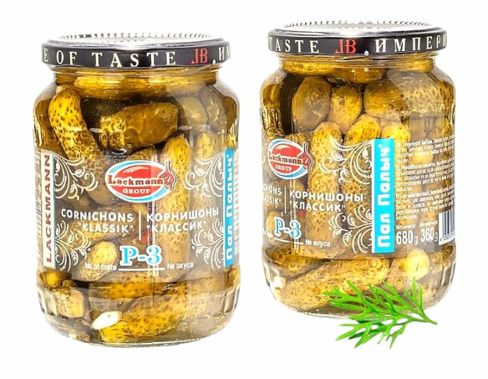 detail Kornišony P-3 Klasik 720ml Lackmann (čistá hmotnosť: 360g)