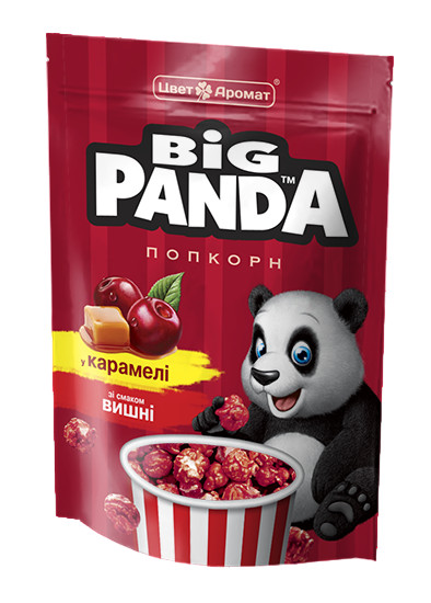 detail Popcorn v karameli s višňovou príchuťou 90g Big Panda