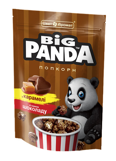 detail Popcorn v karameli s čokoládovou príchuťou 90g Big Panda
