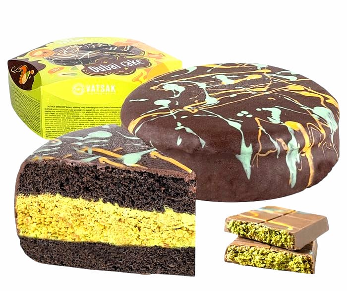 detail Torta Dubajská s čokoládovou príchuťou a pistáciovou náplňou 770g Vatsak