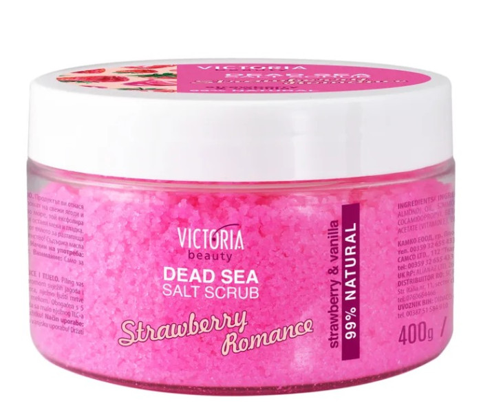 detail Soľný peeling na tvár a telo Jahoda 400g ViktoriaBeauty