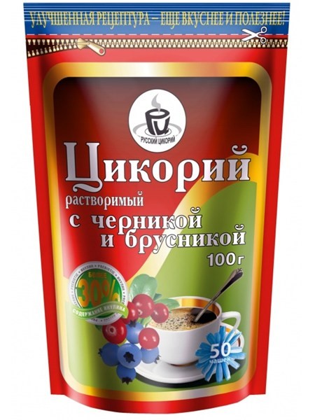 detail Rozpustná cikorka s čučoriedkami a brusnicami 100 g Eremeevskoje