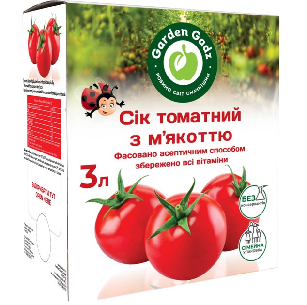 detail Paradajková šťava s dužinou 3l Garden Gadz