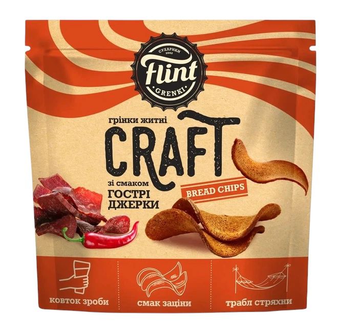 detail Krutóny s príchuťou pikantného jerky 80g Flint Craft Grenki