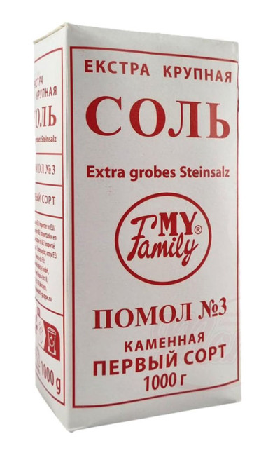 detail Kamenná soľ Extra Hrubá 1 kg MY FAMILY