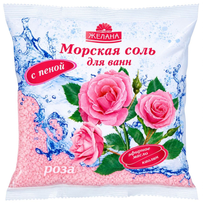 detail Morská kúpeľová soľ Ruža s penou-kaolín 500g
