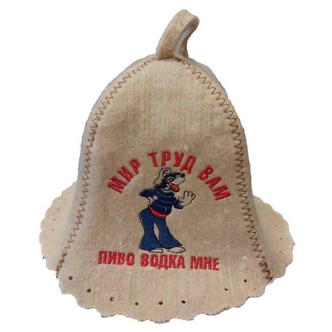 detail Čiapka na banju (saunu) Mir trud vam, pivo vodka ma