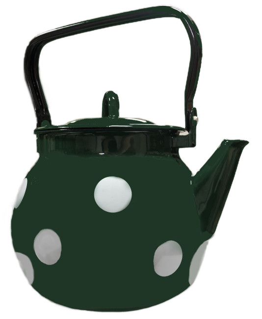 detail Smaltovaná kanvica 3,5L zelená s bodkami