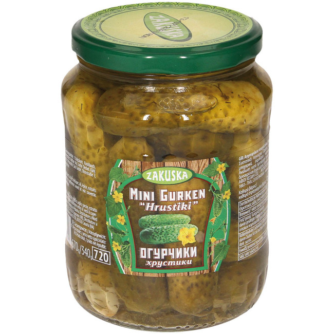 detail Nakladané uhorky Hrustiki 670g Zakuska