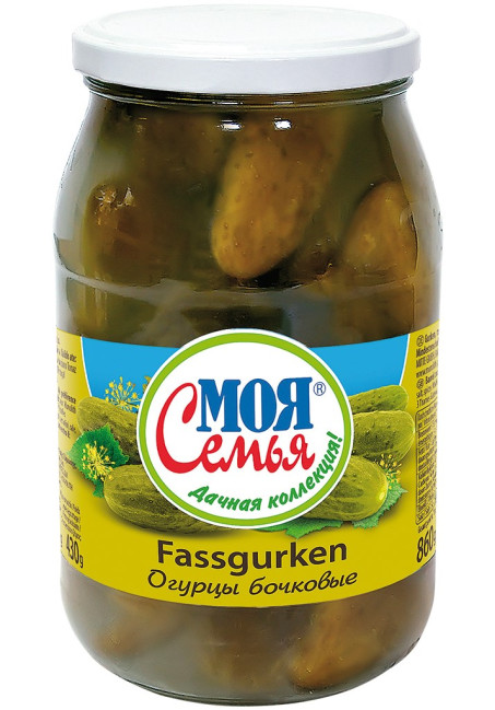 detail Nakladané uhorky bočkovye 860g Moja semja