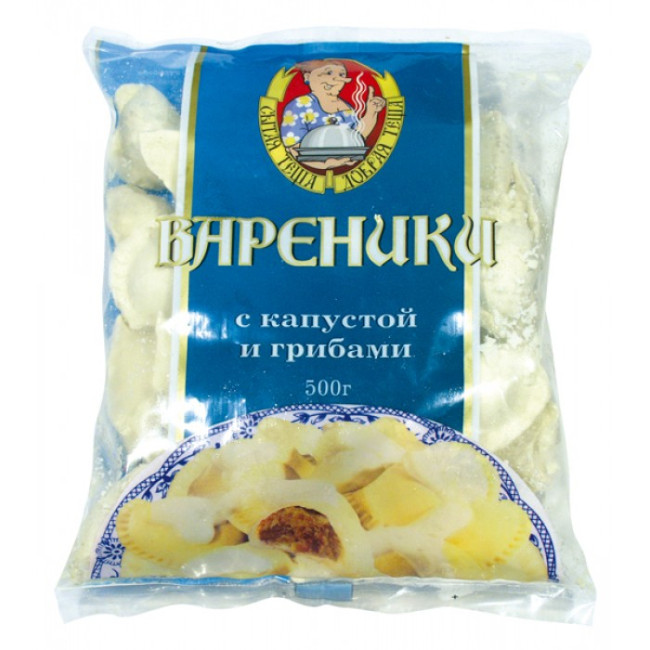 detail Vareniky se zelí a houbami Tchýně 500g
