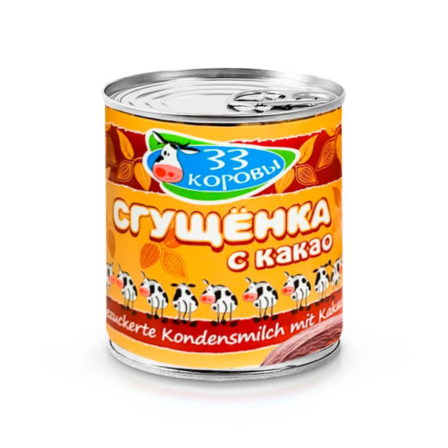 detail Sladené kondenzované mlieko s kakao 397g 33 kravy