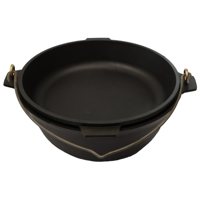 detail Liatinový kotlík + liatinová panvica ako pokrievka 3L Kamskaja posuda