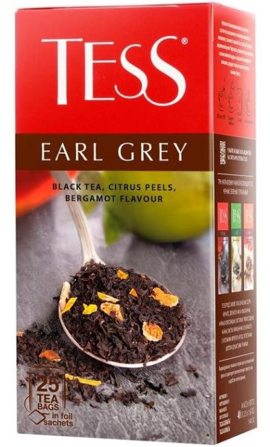 detail Čierny čaj Tess Earl Gray, aromatizovaný, 25 x 1,6g