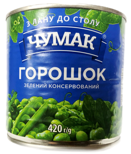 detail Konzervovaný zelený hrašok 420g Čumak