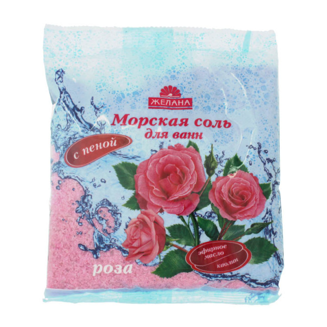 detail Morská kúpeľová soľ Ruža s penou-kaolín 500g