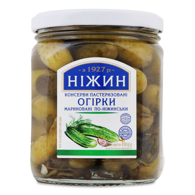 detail Nakladané uhorky Po-nižynsky 450 g Nizhyn (čistá hmotnosť: 230 g)