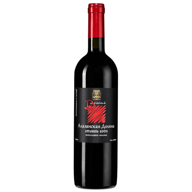 detail Gruzínske polosladké červené víno Alazani Valley 0.75L, Alk.11.5%.