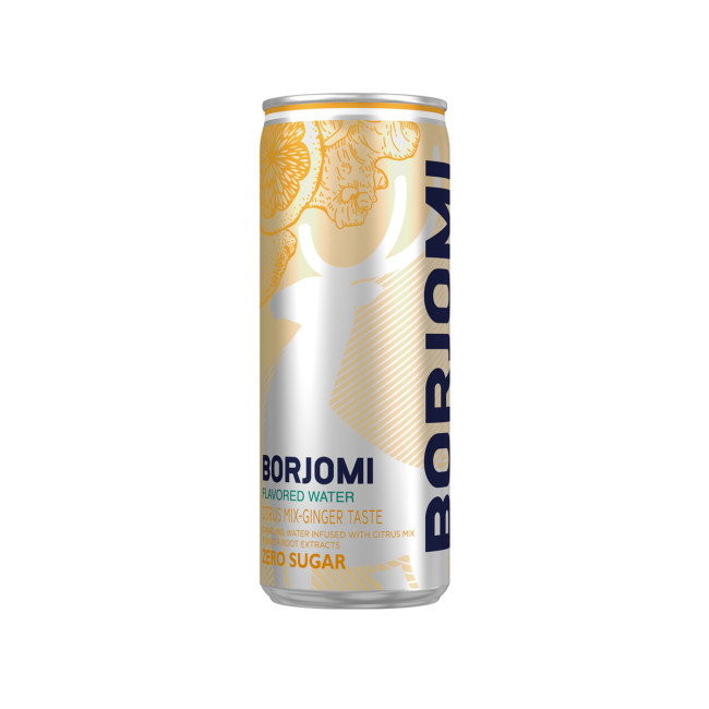 detail Perlivá voda s citrusovým mixom a chuťou zázvoru 0,33l Borjomi
