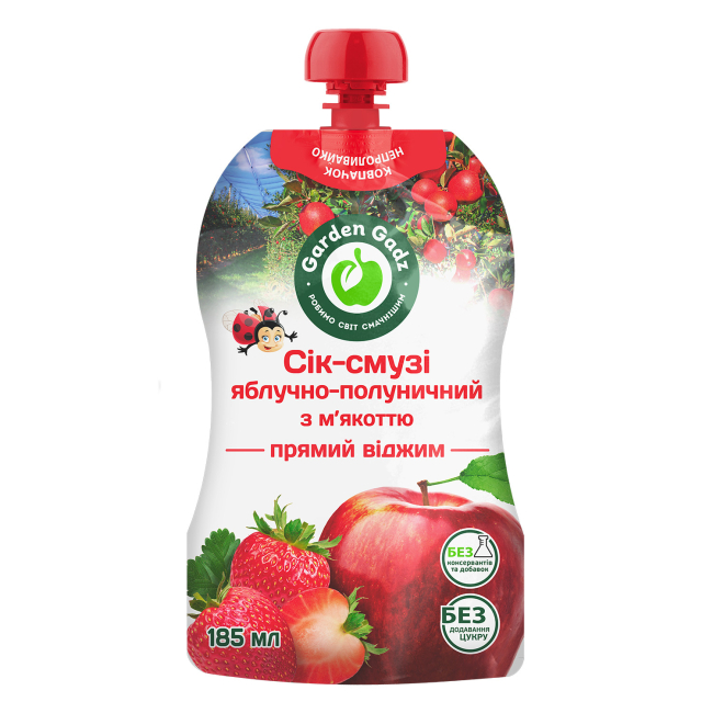 detail Jablkovo‑jahodové smoothie s dužinou 185ml Garden Gadz