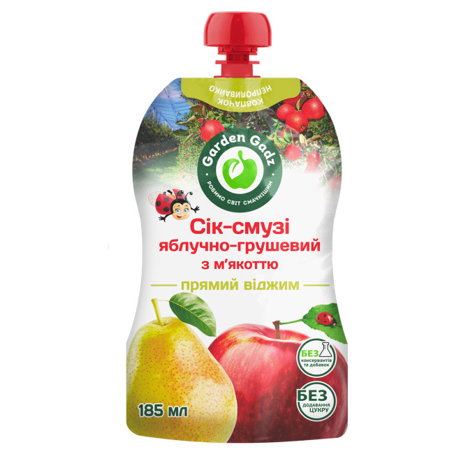 detail Jablkovo-hruškový džús-smoothie s dužinou 185 ml Garden Gadz