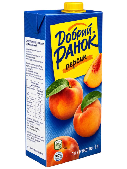detail Broskyňová šťava s dužinou 1L Dobré ráno