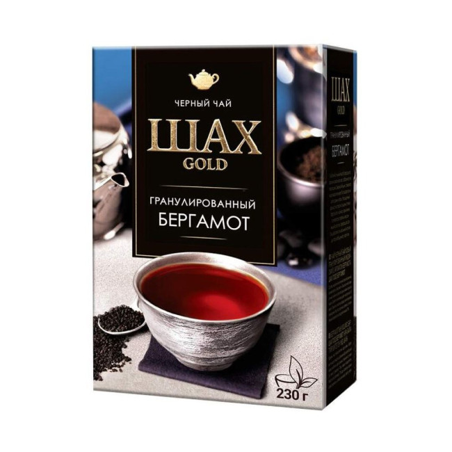 detail Čierny listový čaj Šach Gold granulovaný bergamot 230 g