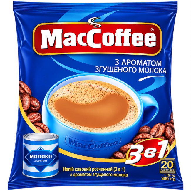 detail Instantný kávový nápoj 3v1 s príchuťou kondenzovaného mlieka 360g (20 vrecúšok po 18g) MacCoffee