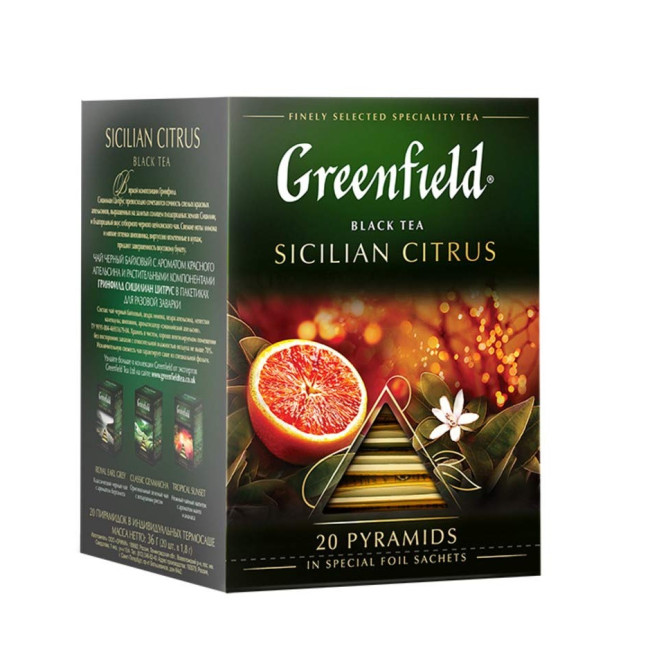 detail Čierny čaj Sicilian Citrus 20×1,8 g Greenfield