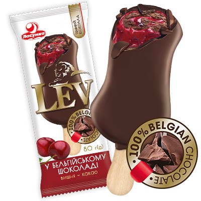 detail Zmrzlina v belgickej cokoláde Višnovo-kakaová 80g Lasunka