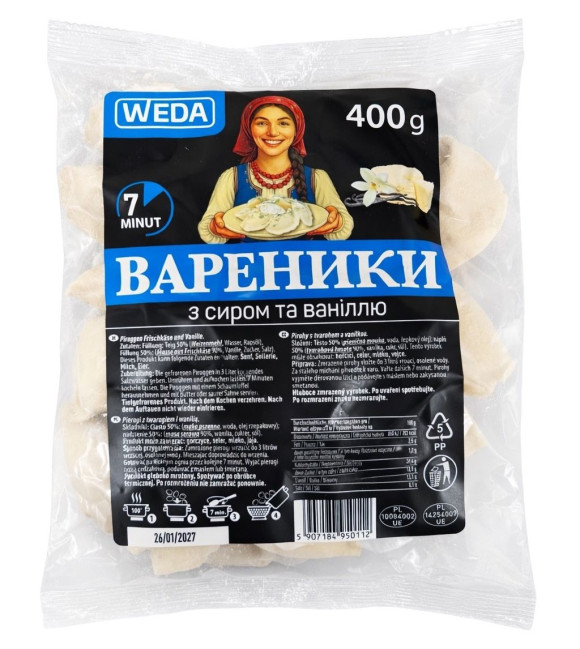 detail Vareniky s tvarohom a vanilkou 400 g Weda