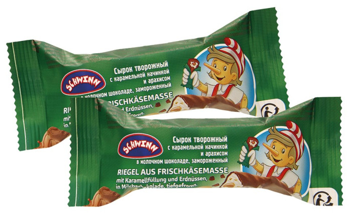detail Sladký tvaroh v čokoláde s karamelovou náplňou a arašidy 40g Buratino