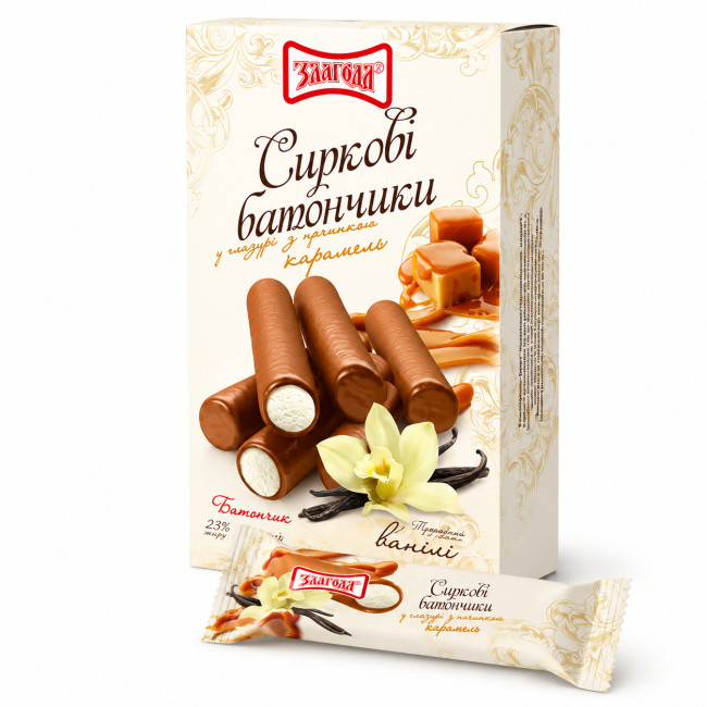 detail Tvarohové tyčinky s vanilkovou príchuťou v karamelovej poleve 120g Zlagoda