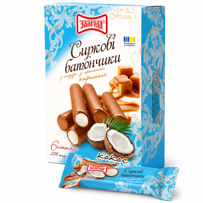 detail Tvarohové tyčinky s kokosovou náplňou v karamelovej poleve 120g Zlagoda