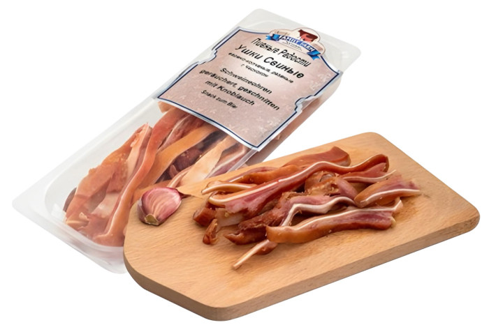 detail Bravčové uši údené s cesnakom 150g Family Farm