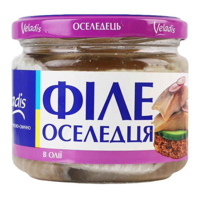 detail Filety zo sleďa bez kože v oleji 250g Veladis (lat. Clupea harengus)