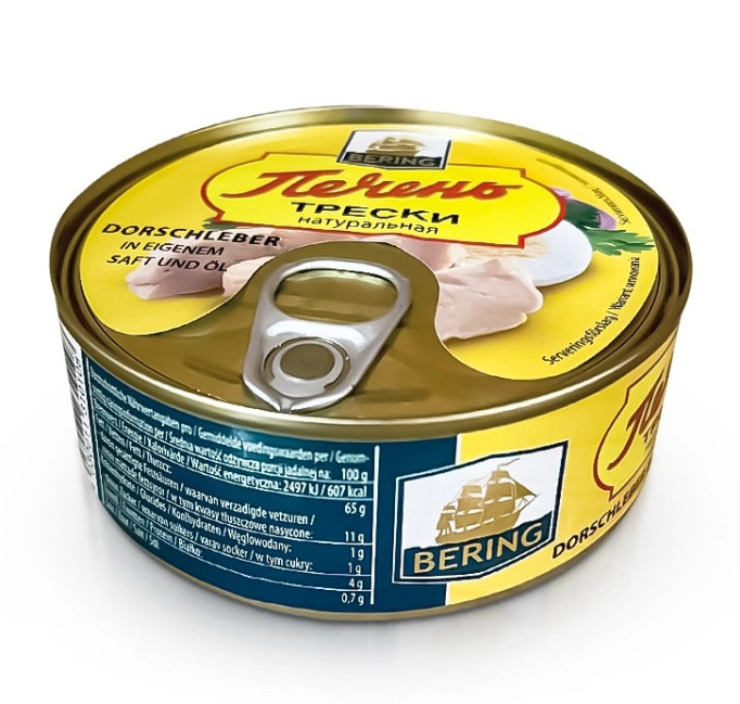 detail Pečeň z tresky vo vlastnej šťave 230 g Bering