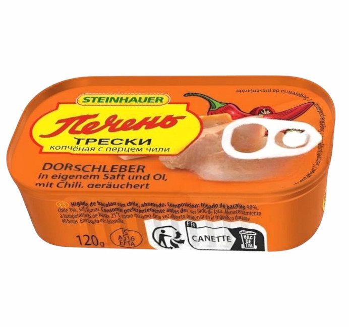 detail Údená tresčia pečeň s chilli papričkou 120 g Steinhauer