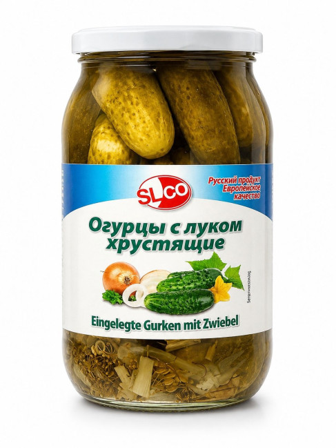 detail Uhorky s cibuľou chrumkavé 860 g (čistá hmotnosť: 430 g) SLCO