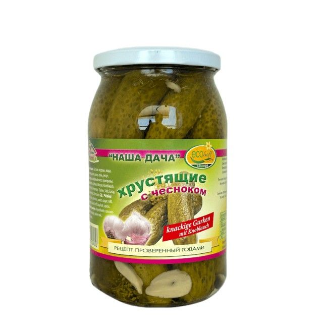 detail Chrumkavé uhorky s cesnakom 420 g Ecohoff