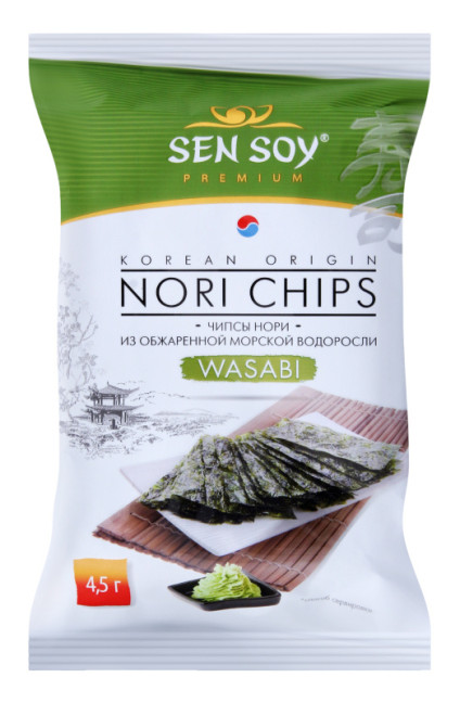 detail Čipsy z nori s príchuťou wasabi 4,5 g SenSoy