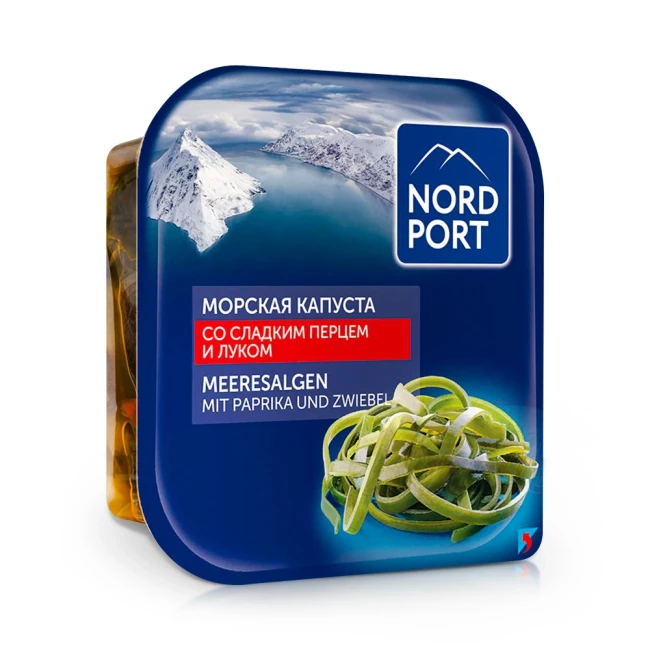 detail Morská riasa so sladkou paprikou a cibuľou NORD PORT 200 g