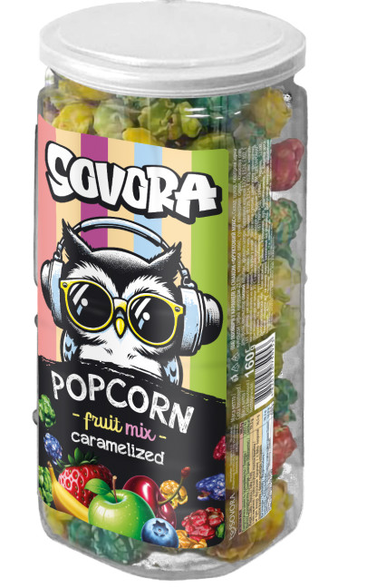 detail Popcorn s príchuťou Ovocný mix 160 g Sovora