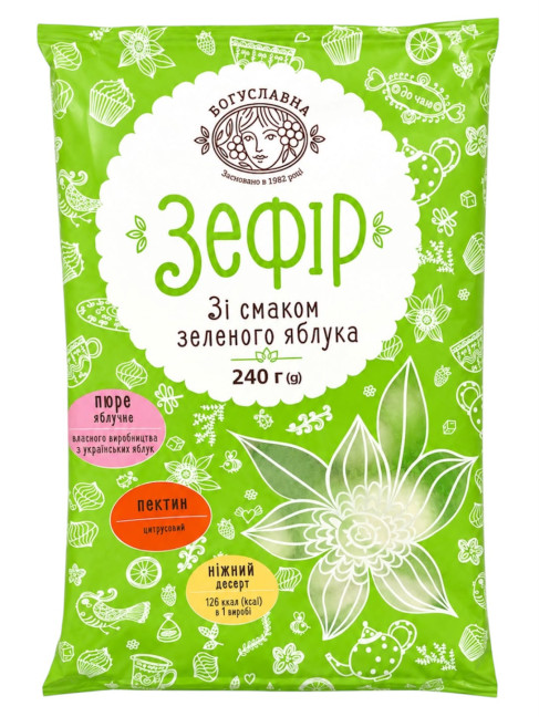 detail Zefír s príchuťou zeleného jablka 240g Boguslavna