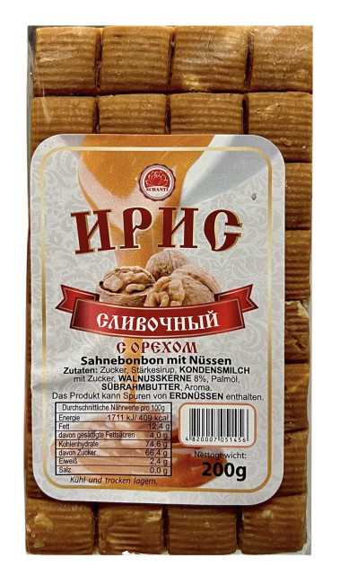 detail Iris slivkový s orechom 200g Schanti