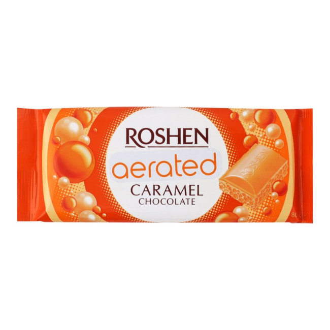 detail Biela bublinková čokoláda karamelová 80 g Roshen
