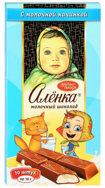 detail Mliečna čokoláda Alenka s mliečnou náplňou 100g Krasnyj Oktjabr